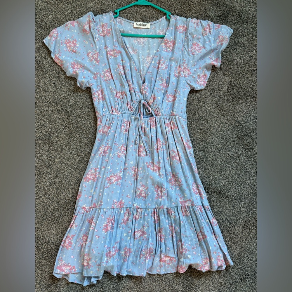 Peach Love California Blue Floral Dress